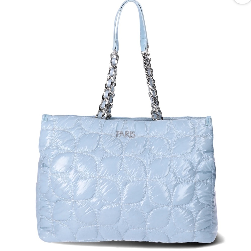 Paris Hilton Carson quilted nylon tote baby blue NWT